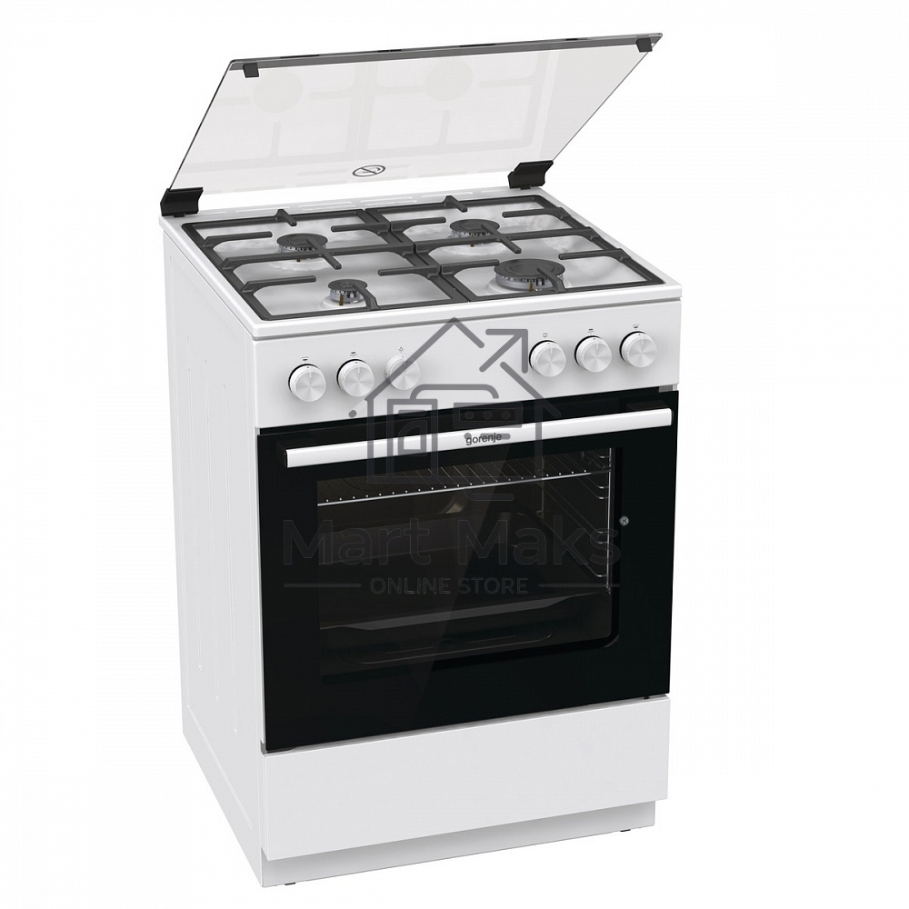 Плита газовая Gorenje GG6A11WF белый, конфорок 4 газовых, духовка 72 л, 60 см x 85 см x 60 см