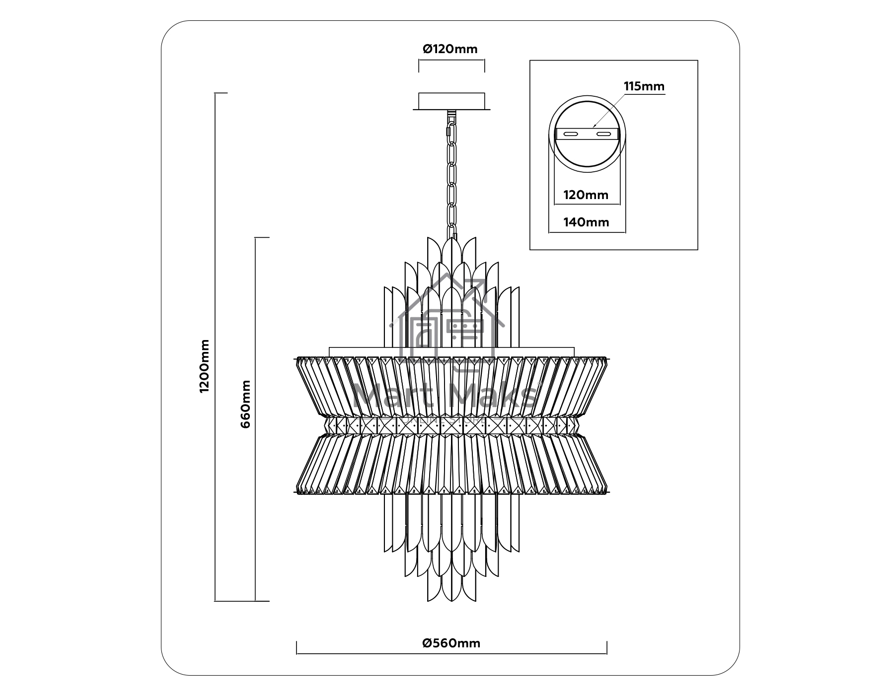 Люстра Ambrella light LH41017/12 BS/CL латунь/прозрачный E14*12 max 40W D560*660