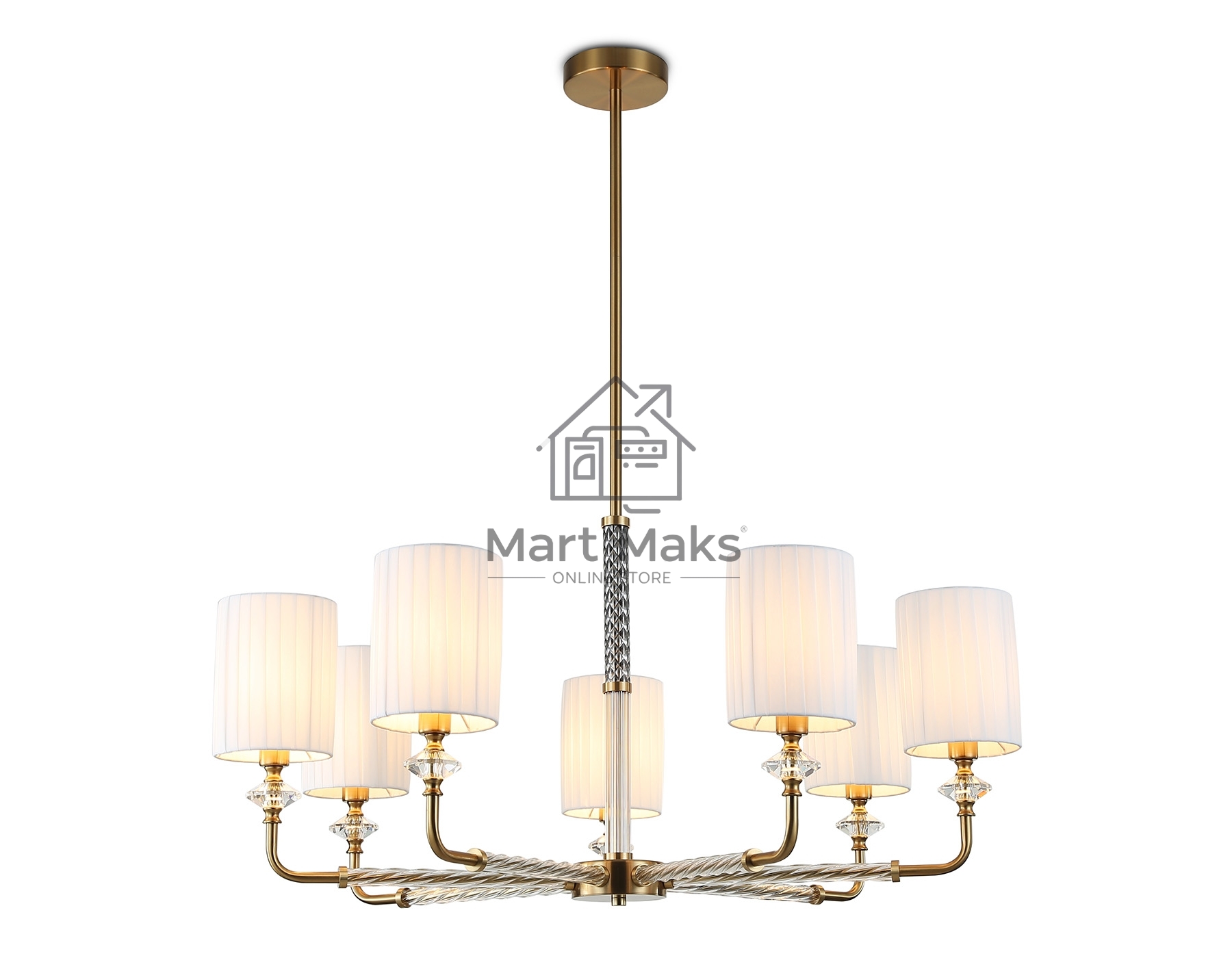 Люстра Ambrella light LH71503/7 BS/FR латунь/белый матовый E14*7 max 40W D840*640