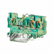 Клемма заземления VPR-2.5-TWIN-PE-YG, зажим push-in, 3 точки подключения, 2.5 кв.мм