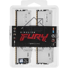 Оперативная память Kingston Fury Beast, DDR5, 32Gb (2x16Gb), 5600MHz, CL40, DIMM, с радиаторами, RGB, белый