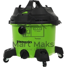 Строительный пылесос GreenWorks G120WDV (4701207) зеленый, 1300 Вт, уборка сухая/влажная, пылесборник контейнер, 34 л