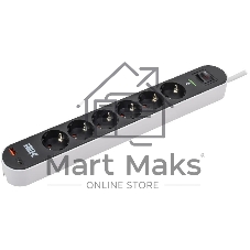 Фильтр сетевой СФ-06К 16А USB A+C 20Вт 1,5м 3х1,5мм2 черный