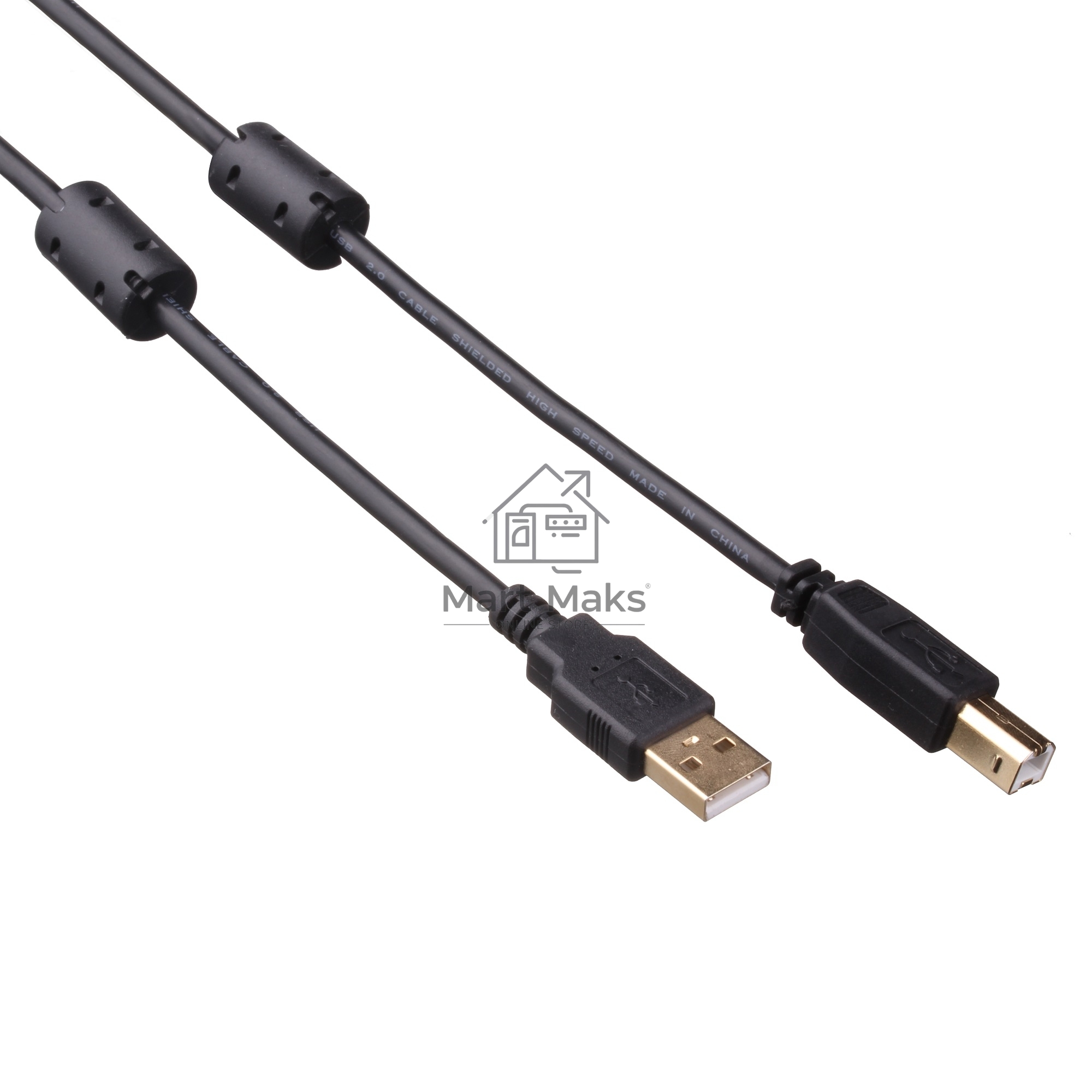 Кабель USB 2.0 A-->B 1.8м Exegate 2 фильтра, позолоченные контакты