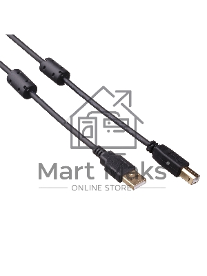 Кабель USB 2.0 A-->B 1.8м Exegate 2 фильтра, позолоченные контакты