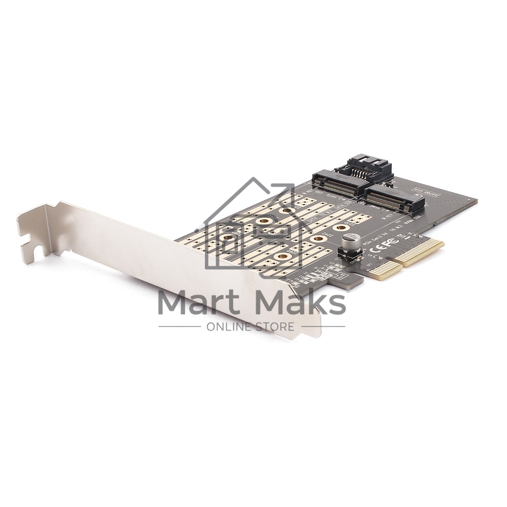 Адаптер AgeStar AS-MC02  PCI-E для M.2 SATA SSD+M.2 NVME SSD Card