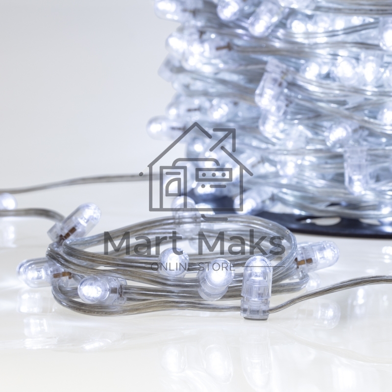 Гирлянда Neon-night LED Клип-лайт 12 V, прозрачный ПВХ, 150 мм, цвет диодов белый Flashing (белый)