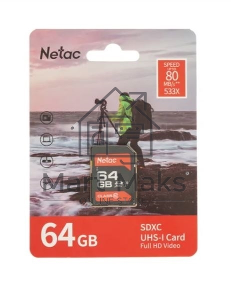 Флеш карта SDHC 64GB Netac Class 10 UHS-I U1 P600 NT02P600STN-064G-R