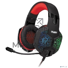 Гарнитура проводная игровая с микрофоном SVEN AP-U988MV, черный-красный (USB, LED, 7.1)