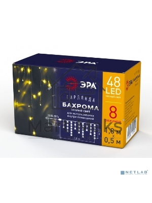 ENIB-01B Гирлянда LED Бахрома 1,8 м*0,5 теплый свет 8 режимов 220V, IP20 (100/800) Б0041899 ЭРА