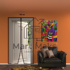 Дверная антимоскитная сетка 210х100см, с магнитами по всей длине, черная ЧЕТЫРЕ СЕЗОНА