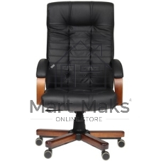 Кресло Бюрократ KB-10WALNUT/B/LEATH черный, кожа