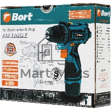 Дрель-шуруповерт Bort BAB-12x2Li-F, 12 В, 1,5 Ач, 36 Нм, щеточный