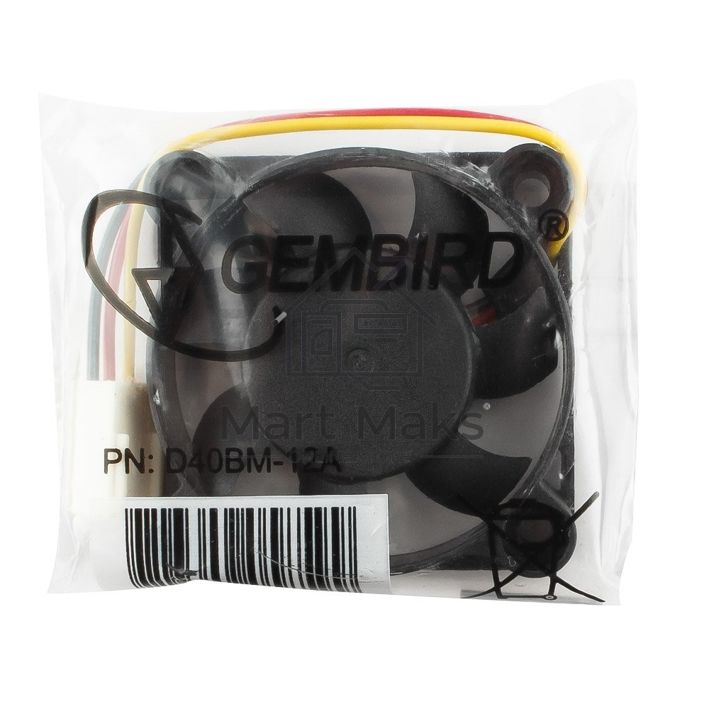 Вентилятор для корпуса Gembird D40BM-12A черный, 40 мм, 4000 об/мин, 30 дБ, 3 pin