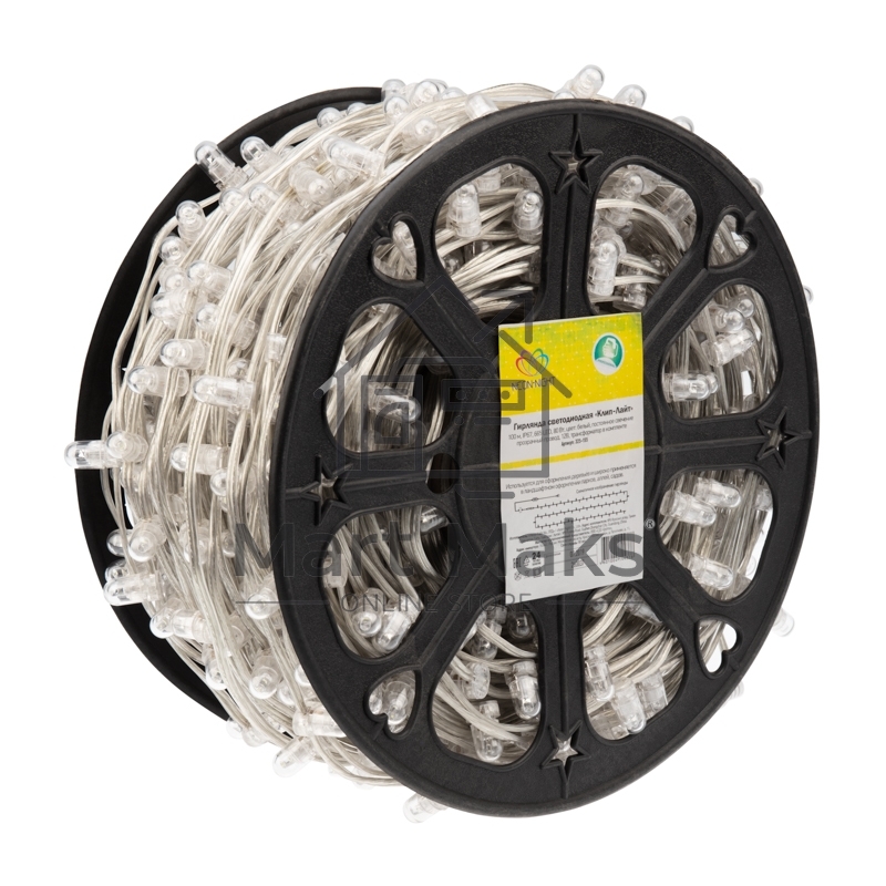 Гирлянда Neon-night LED Клип-лайт 12 V, прозрачный ПВХ, 150 мм, цвет диодов белый Flashing (белый)