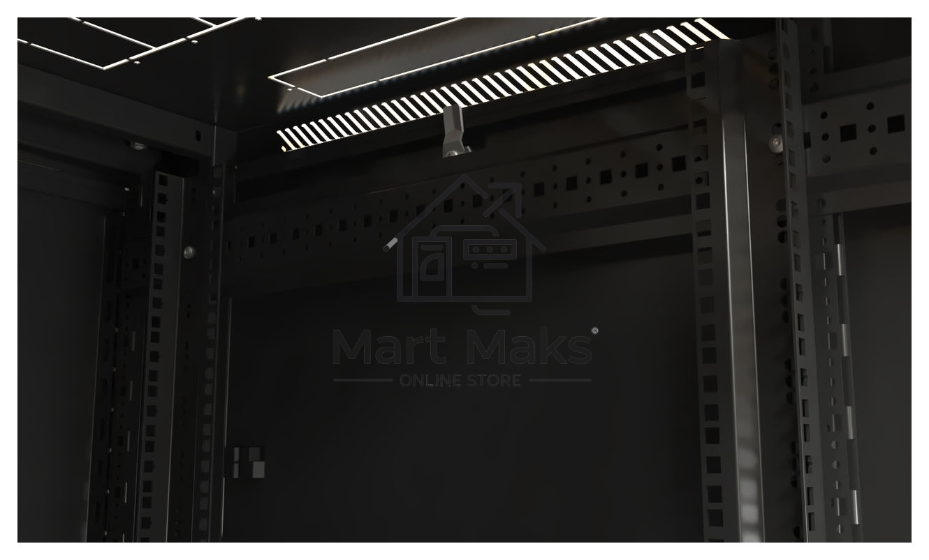 Шкаф серверный Hyperline (TTB-4266-DD-RAL9004) напольный 42U 600x600мм пер.дв.перфор.2ств. задн.дв.перфор.2-хст. 2 бок.пан. 800кг черный 510мм IP20 сталь
