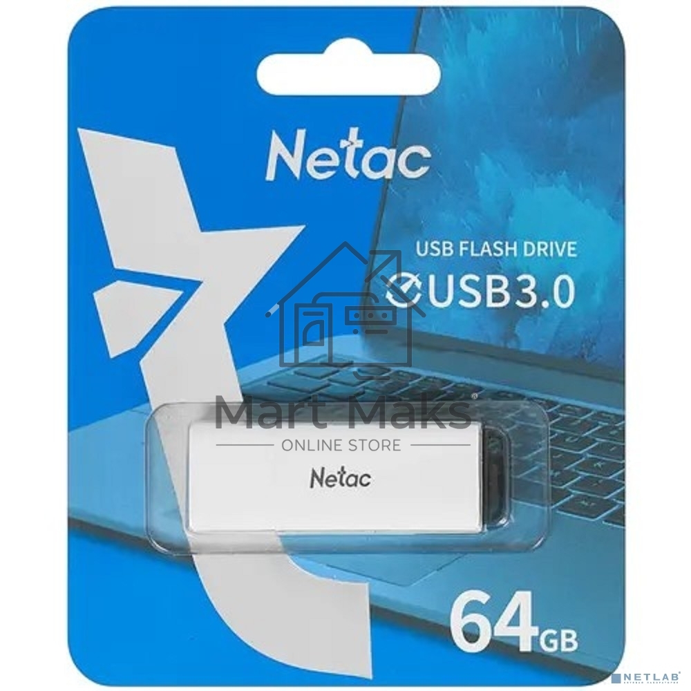 Флешка USB R/W R/W Netac U185 64Gb <NT03U185N-064G-30WH>, USB3.0, с колпачком, пластиковая белая