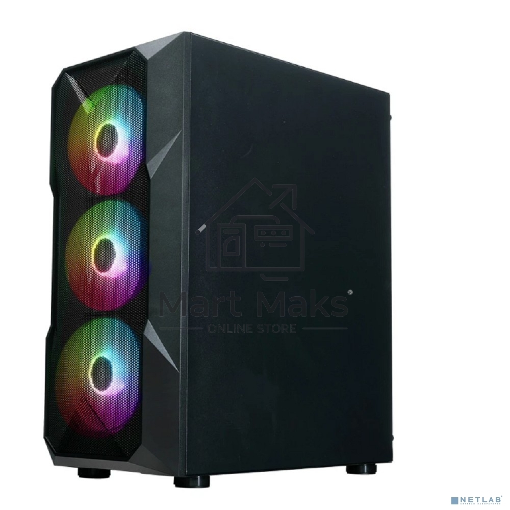 Компьютерный корпус XASTRA A304 4FRGb Black ATX/Mesh/half-size TG/4x120мм FRGb FC fans/A304-4FC12F