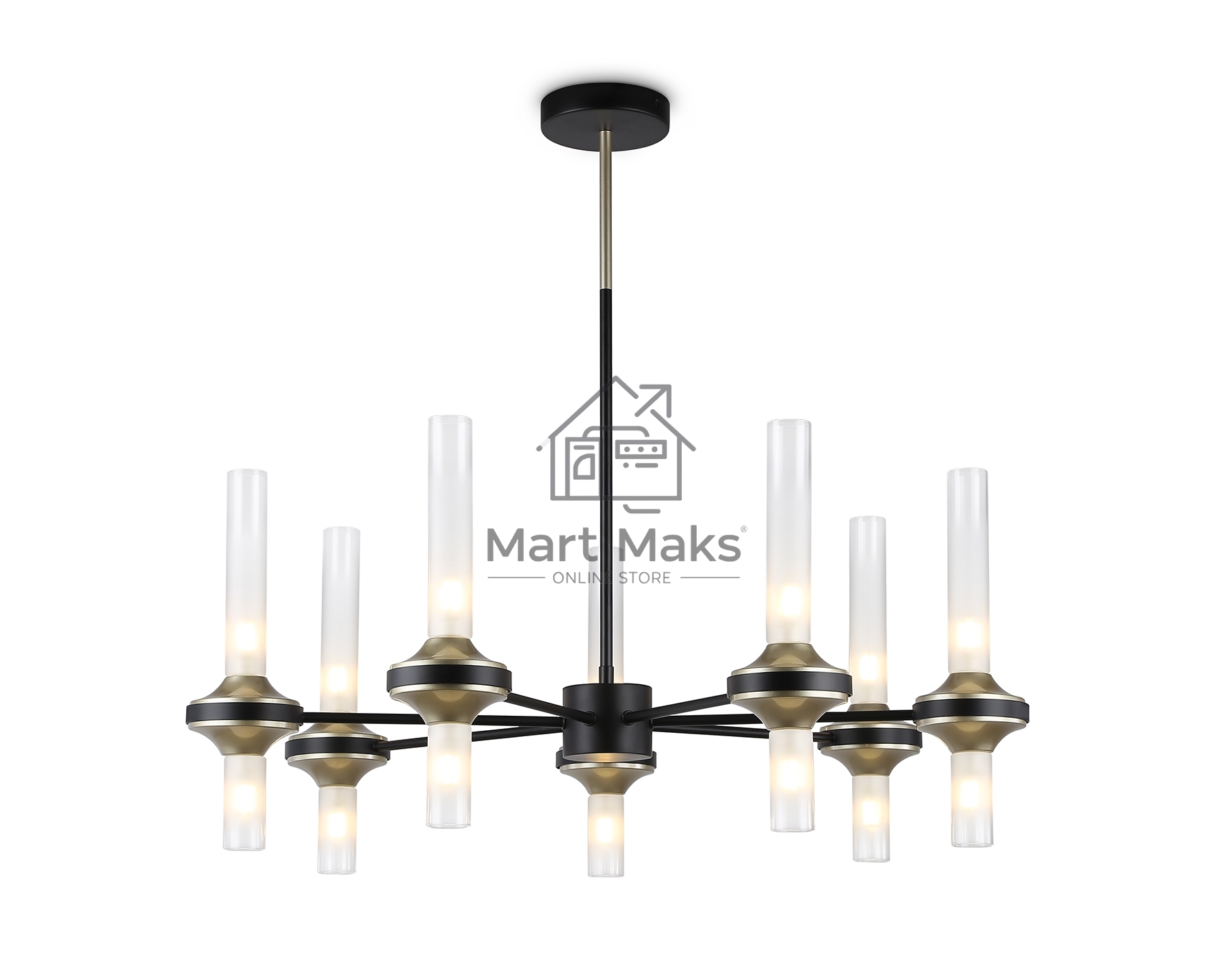 Люстра Ambrella light LH55353/14 BK/CGD/CL черный/золото/прозрачный G9/14 max 30W D750*690