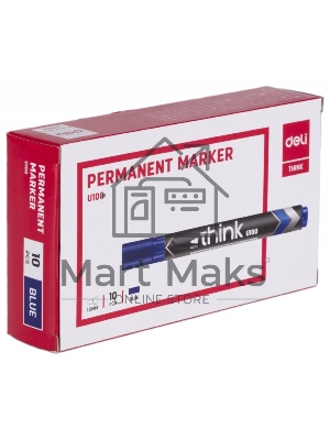 Маркер перманентный Deli Think EU10030, круглый пишущий наконечник, 2мм, синий