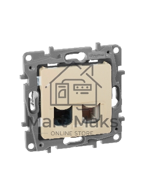 Розетка RJ11+RJ45 к. 5 UTP, сл. кость ETIKA Розетка RJ11+RJ45 к. 5 UTP, сл. кость