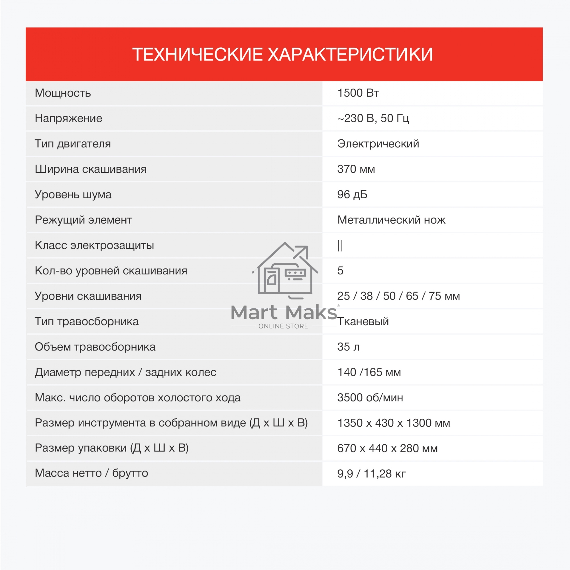 Газонокосилка роторная Starwind ELM-1500 1500Вт