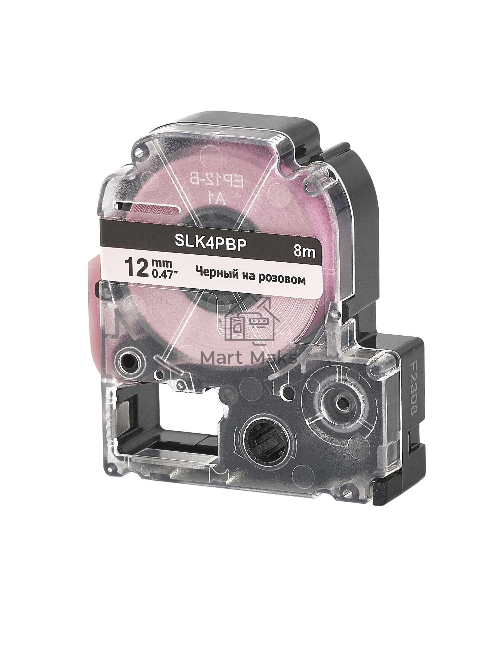 Кассета с лентой S'OK by Sakura Printing K4PBP для Epson, черный на розовом, 12мм/8м