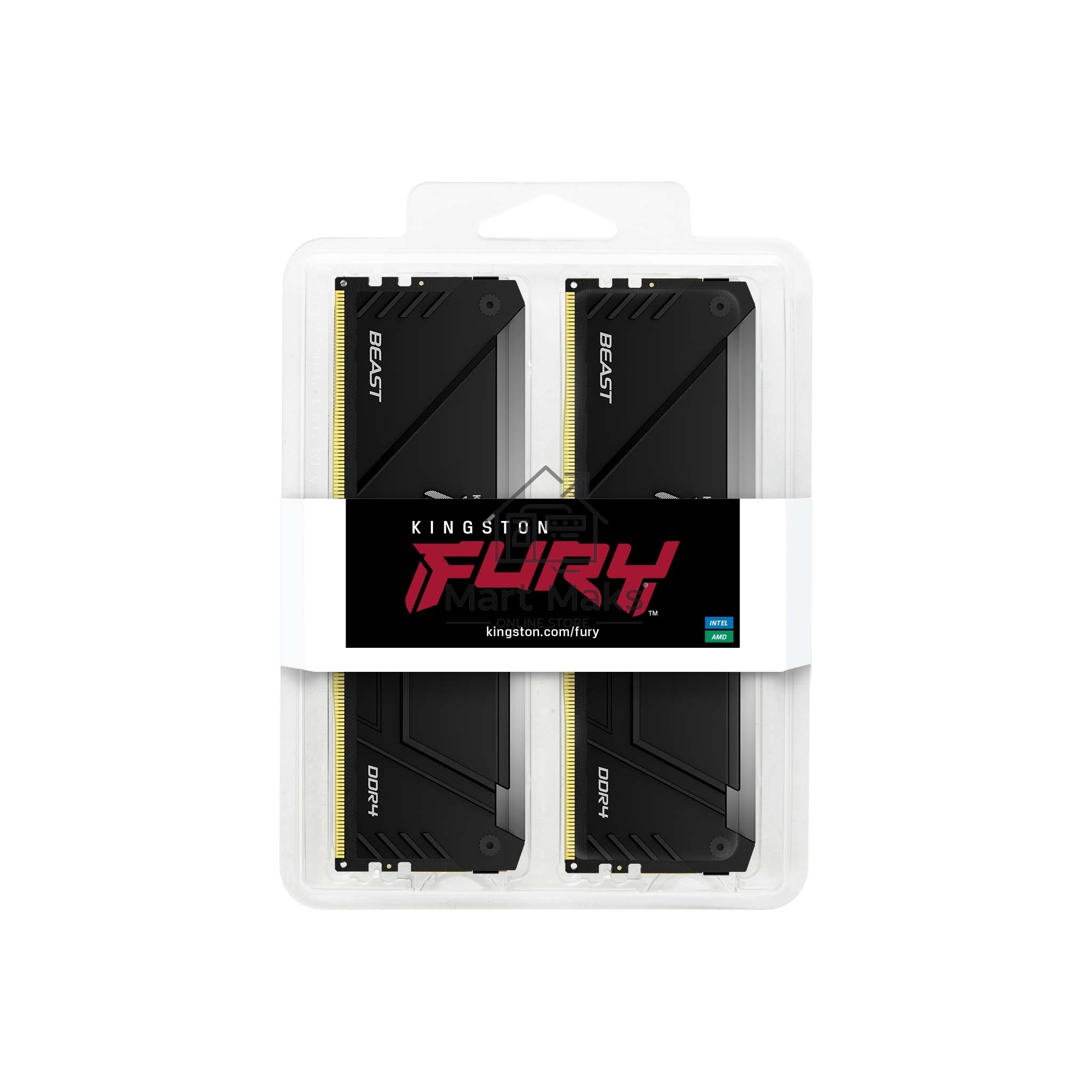 Оперативная память Kingston Fury Renegade, DDR4, 32GB (2x16GB), 3200MHz, CL16, DIMM, с радиатором, RGB, серебристый/черный