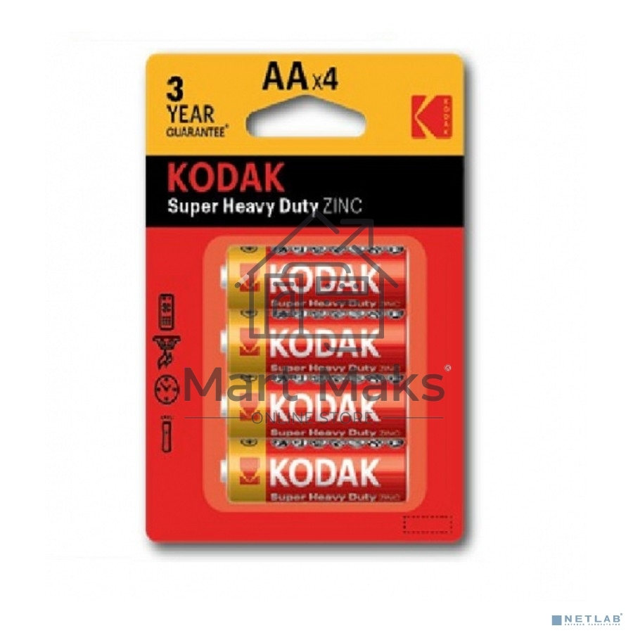 Батарейки Kodak R6-4BL SUPER HEAVY DUTY Zinc KAAHZ-4 (80/400/26400)