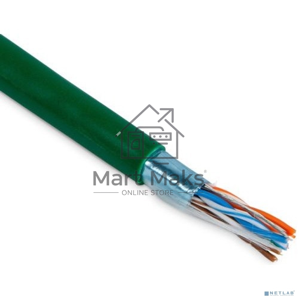 Кабель витая пара F/UTP, CAT 5e, нг(А)-LSLTx, 4х2х0,52мм, 24AWG, INDOOR, SOLID, зеленый, 305м Rexant