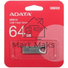 Флешка USB ADATA UV210 (AUV210-64G-RGD), 64Gb, USB 2.0, R/W 15/5, серебро