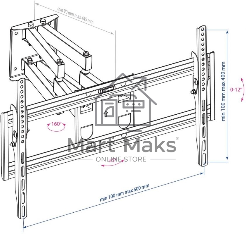 Кронштейн для телевизора Arm Media PT-16 NEW черный 22