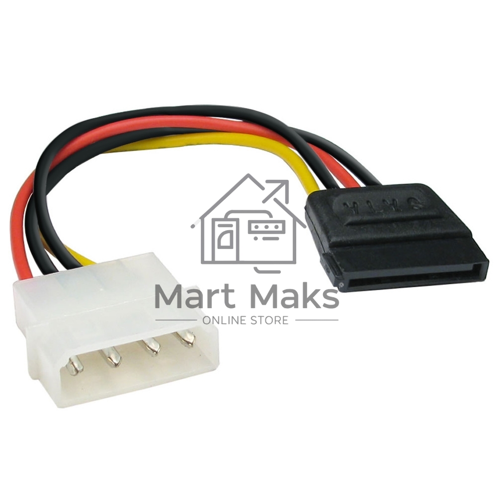 Кабель питания EX138936RUS SATA ExeGate EX-CC-SATA-PS (Molex 4pin/SATA15pin, 0,15м)