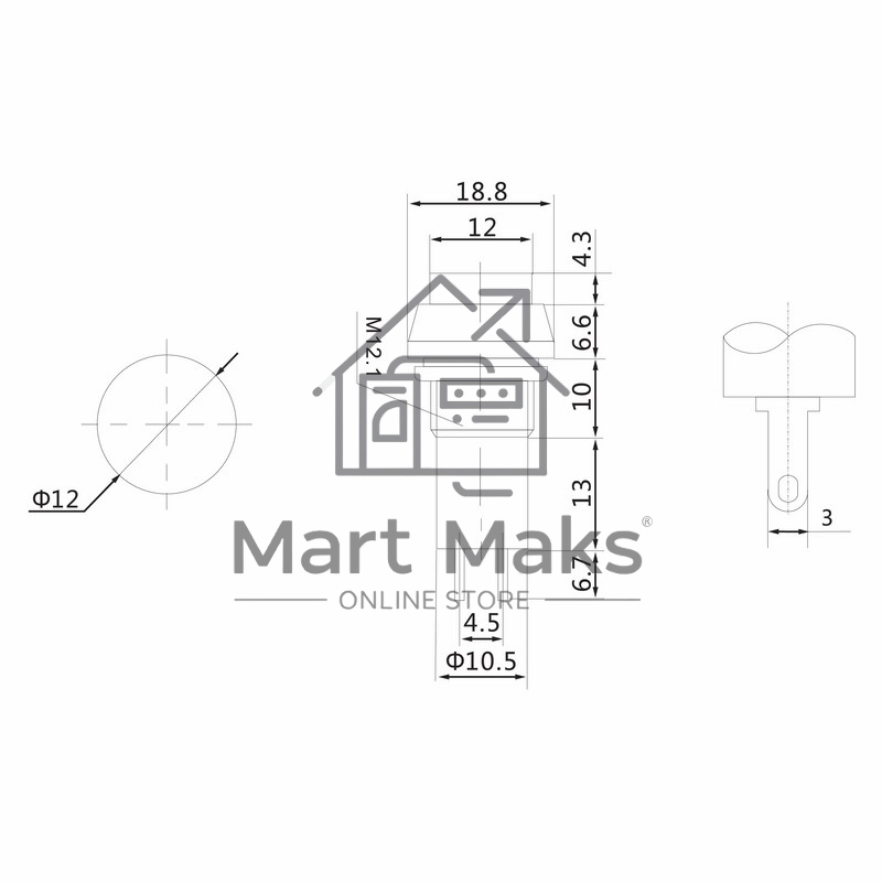Выключатель-кнопка Rexant 250V 1А (2с) (ON)-OFF Б/Фикс синяя
