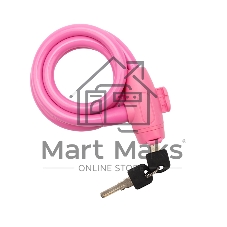 Тросовый замок взломостойкий для велосипедов и колясок с ключом Четыре сезона 100 см розовый 79-0304