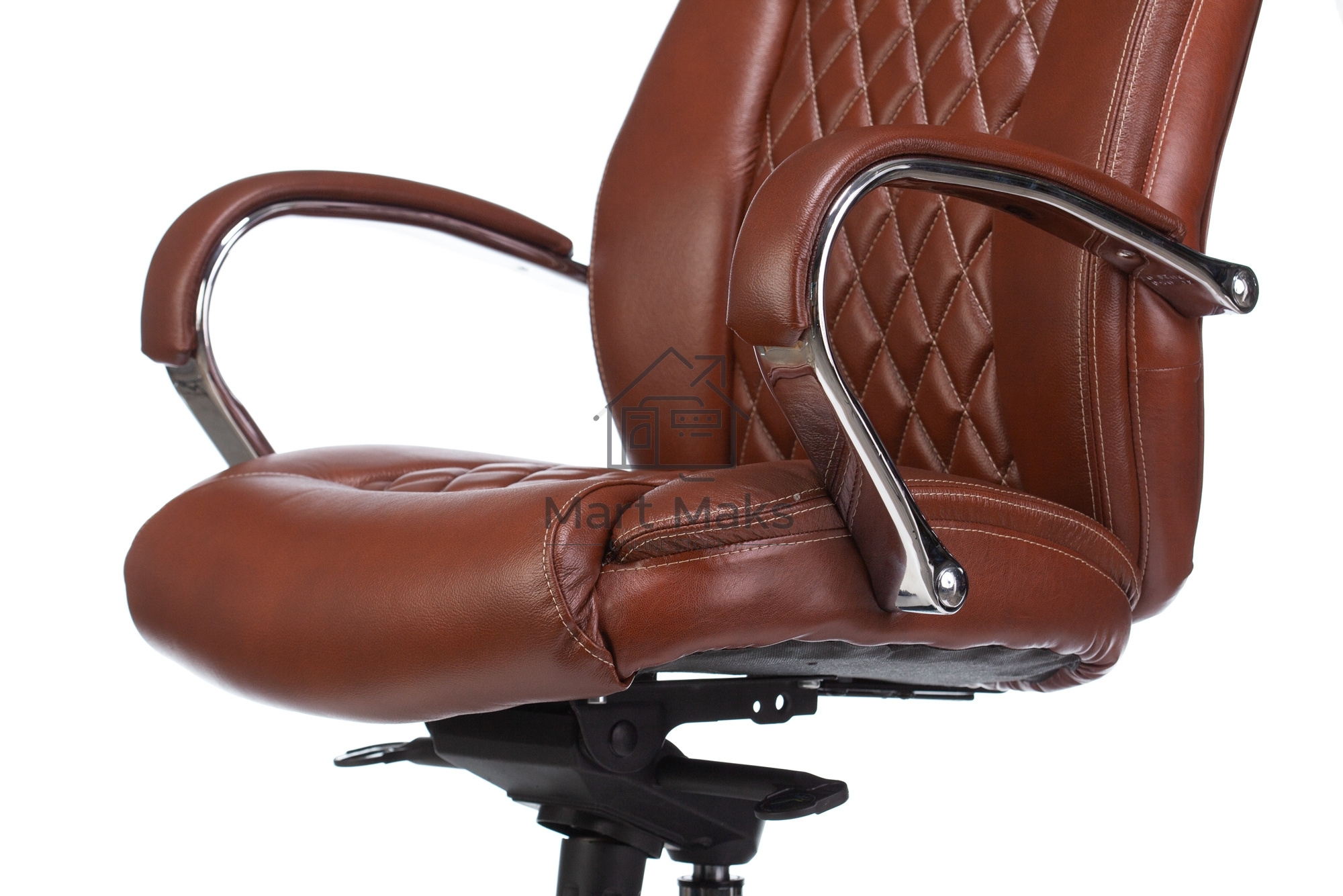 Кресло руководителя Бюрократ T-9924SL светло-коричневый Leather Eichel, кожа, крестовина металл хром