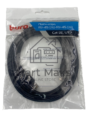 Патч-корд Buro UTP 4 пары cat5E CCA molded 3м черный RJ-45 (m)-RJ-45 (m)