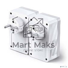 Сетевой адаптер TP-Link TL-PA4010PKIT AV600 Powerline Adapter with AC Pass Through Starter Kit, Ultra Compact Size, 500Mbps Powerline Datarate, 10/100Mbps Fast Ethernet, HomePlug AV, Green Powerline, Plug and Play