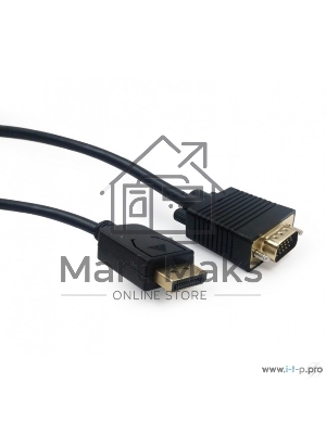 Кабель DisplayPort->VGA Cablexpert CCP-DPM-VGAM-10, 3м, 20M/15M, черный, экран, пакет