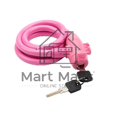 Тросовый замок взломостойкий для велосипедов и колясок с ключом Четыре сезона 100 см розовый 79-0304