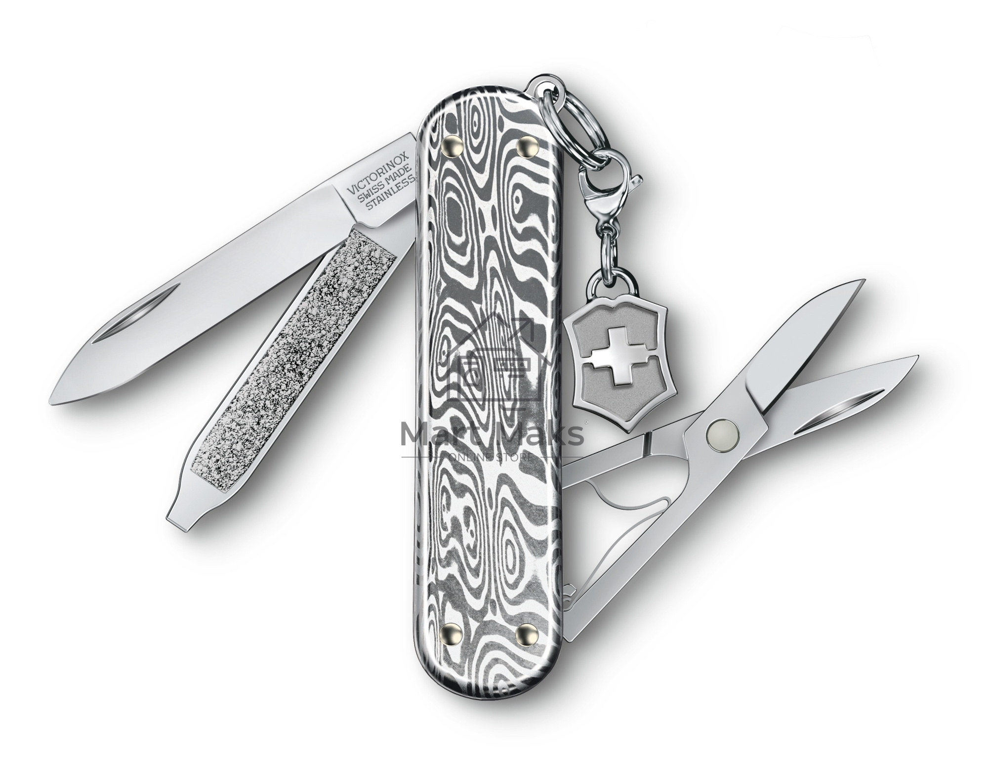 Нож перочинный Victorinox Classic Brilliant Damast (0.6221.34) 58мм 5функц. серебристый подар.коробка
