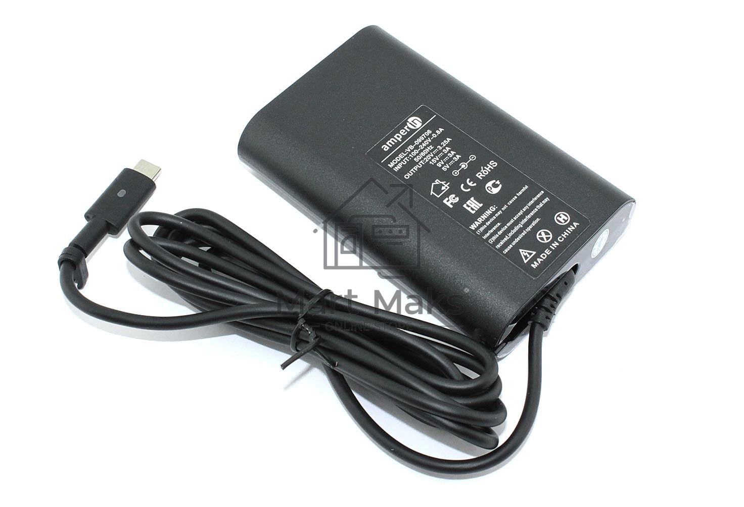 Блок питания (сетевой адаптер) Amperin 5V 3A - 20V 3,25A 65W Type-C, тонкий корпус