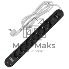 Фильтр сетевой СФ-06К 16А USB A+C 20Вт 1,5м 3х1,5мм2 черный