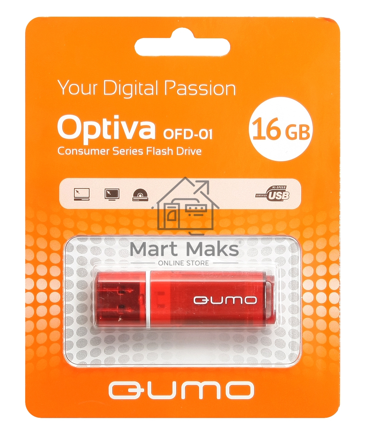 Флешка USB R/W QUMO 16GB Optiva 01 Red QM16GUD-OP1-red