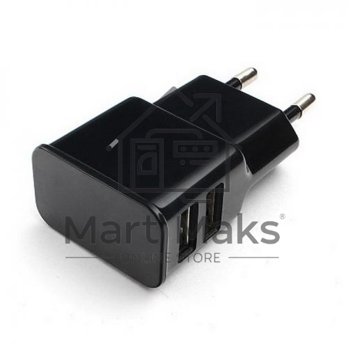 Адаптер питания Cablexpert MP3A-PC-12 100/220V - 5V USB 2 порта, 2.1A, черный