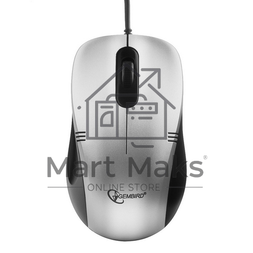 Мышь проводная Gembird MOP-100-S серебристый, 1000 dpi, USB, кнопки - 3