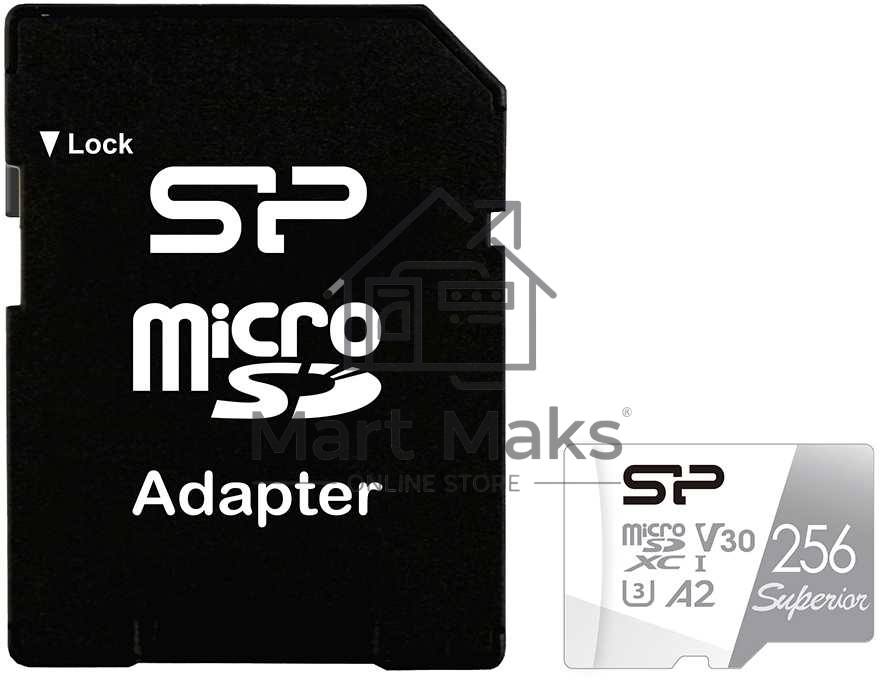 Флеш карта microSD 256GB Silicon Power Superior Pro A2 microSDXC Class 10 UHS-I U3 Colorful 100/80 Mb/s (SD адаптер)