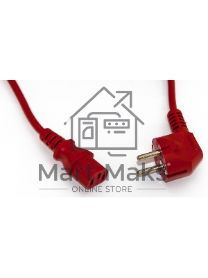 Кабель питания компьютера (Schuko+C13) (3x1.0), 10A, угловая вилка, 5 м, красный Hyperline PWC-IEC13-SHM-5.0-RD