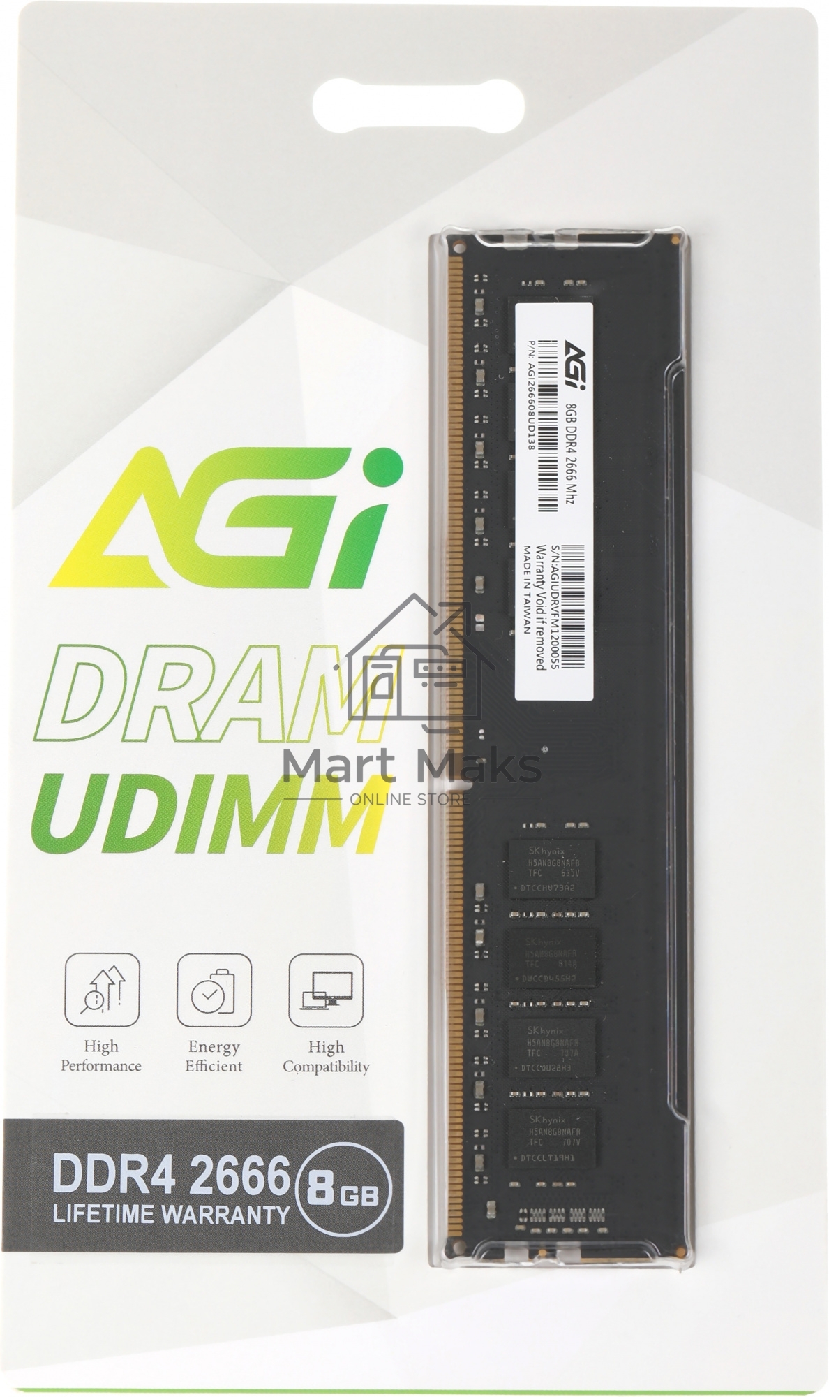 Оперативная память AGI, DDR4, 8GB (1x8 GB), 2666 MHz, CL19, DIMM