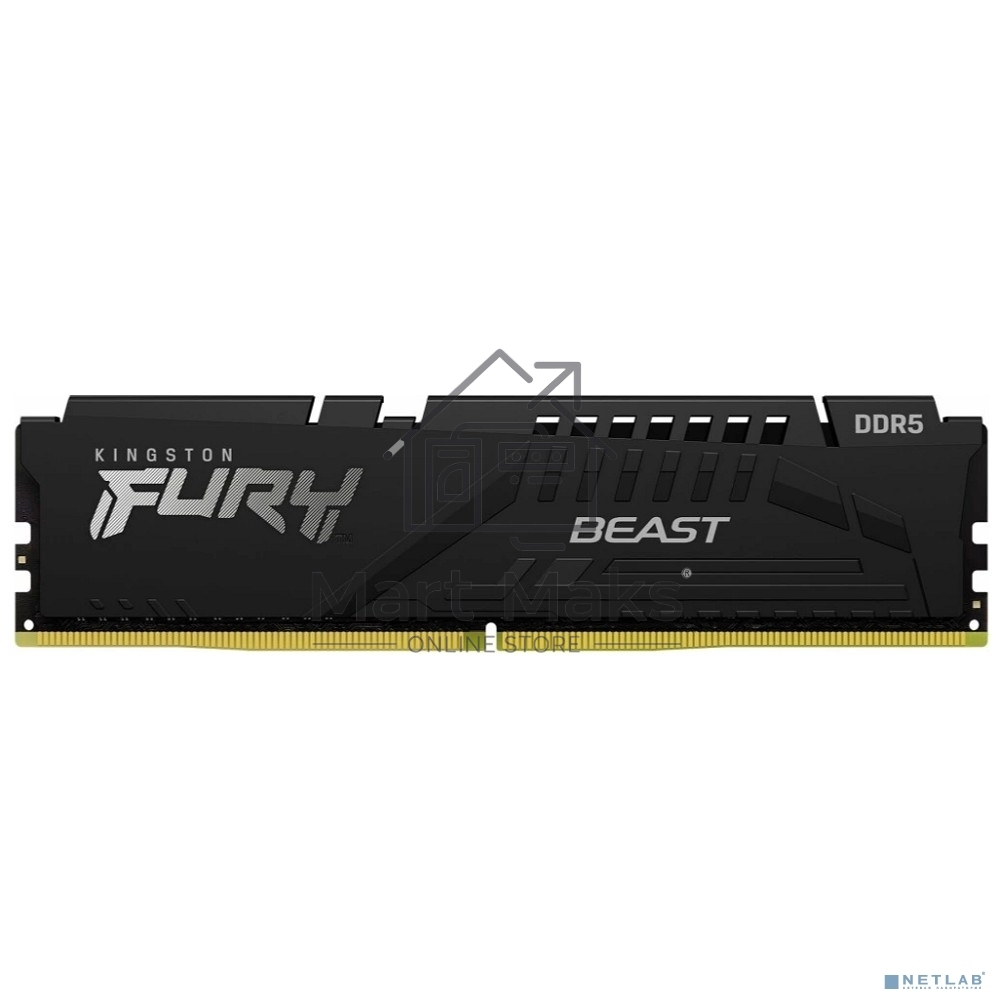 Оперативная память Kingston Fury Beast, DDR5, 16GB (1x16GB), 6000MHz, CL30, DIMM, с радиатором, черный